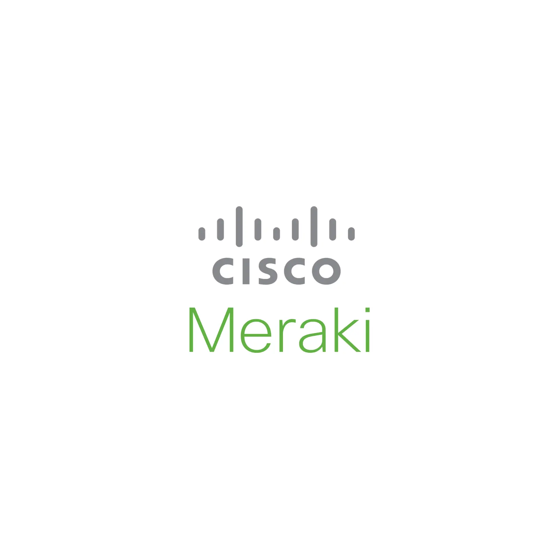 Logotipo de Cisco Meraki en tonos gris y verde, partner tecnológico cloud-managed de dtc group.